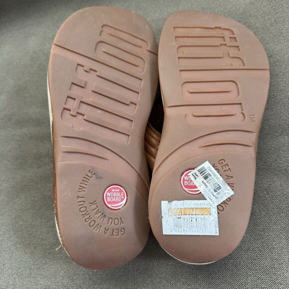 FitFlop WalkStar 3 Leather Thong Slip On Sandal 030-017 Womens Size 8 Brown - Picture 6 of 7